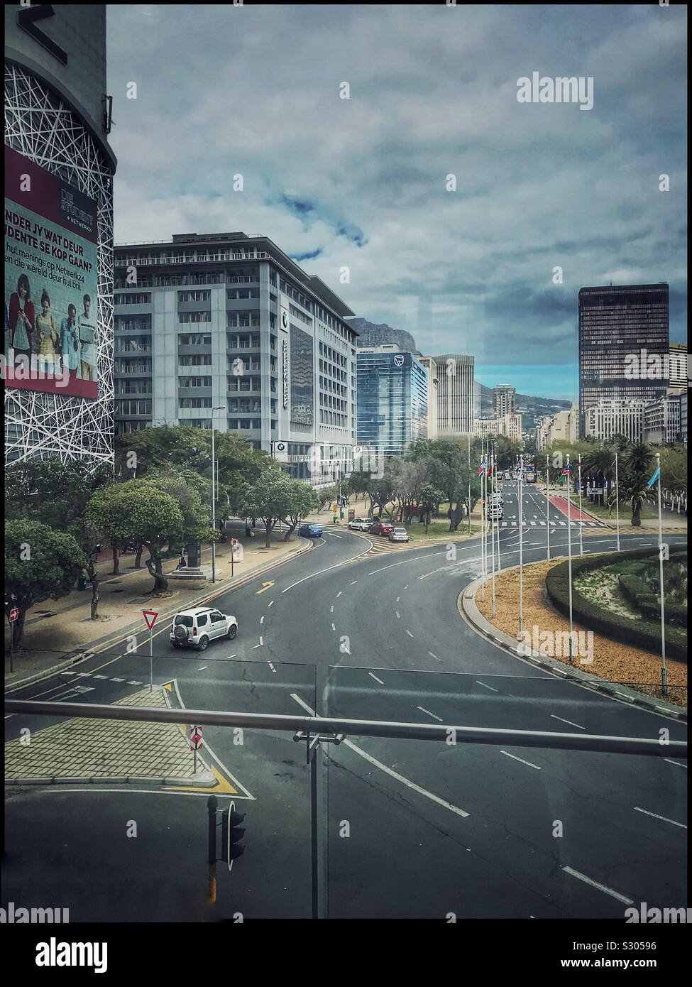 Cape town CBD as seen from CTICC, Foreshore, South Africa. Stock Photo