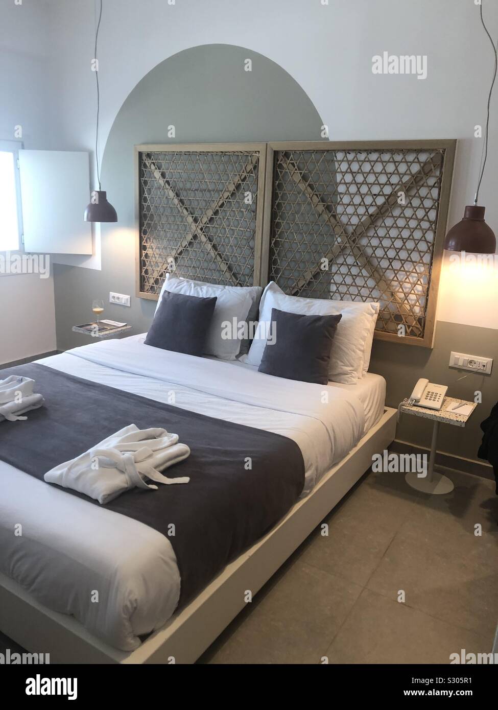 Greek hotel room Stock Photo - Alamy