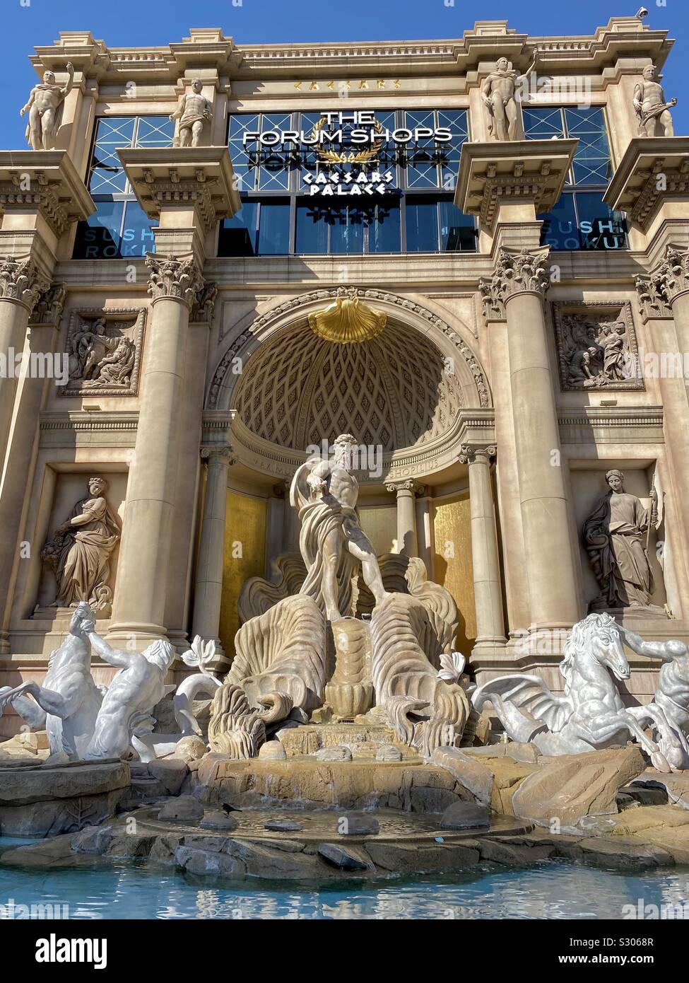 Large area of outdoor statues at Caesars Palace on the Las Vegas strip