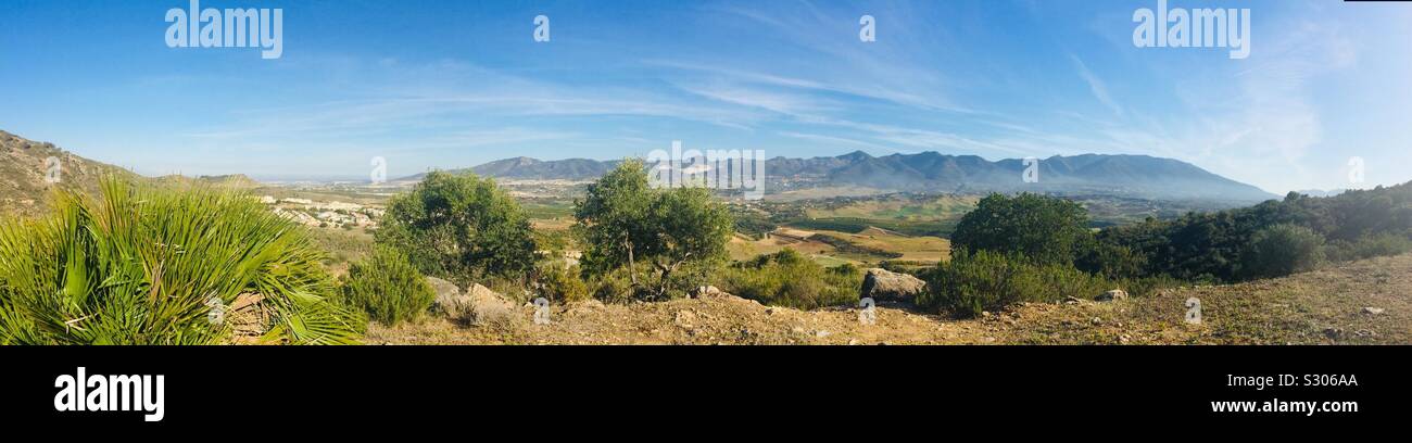 Panaorama view of the mountains around Alhaurin, Malaga, Andalucia, Spain Stock Photo