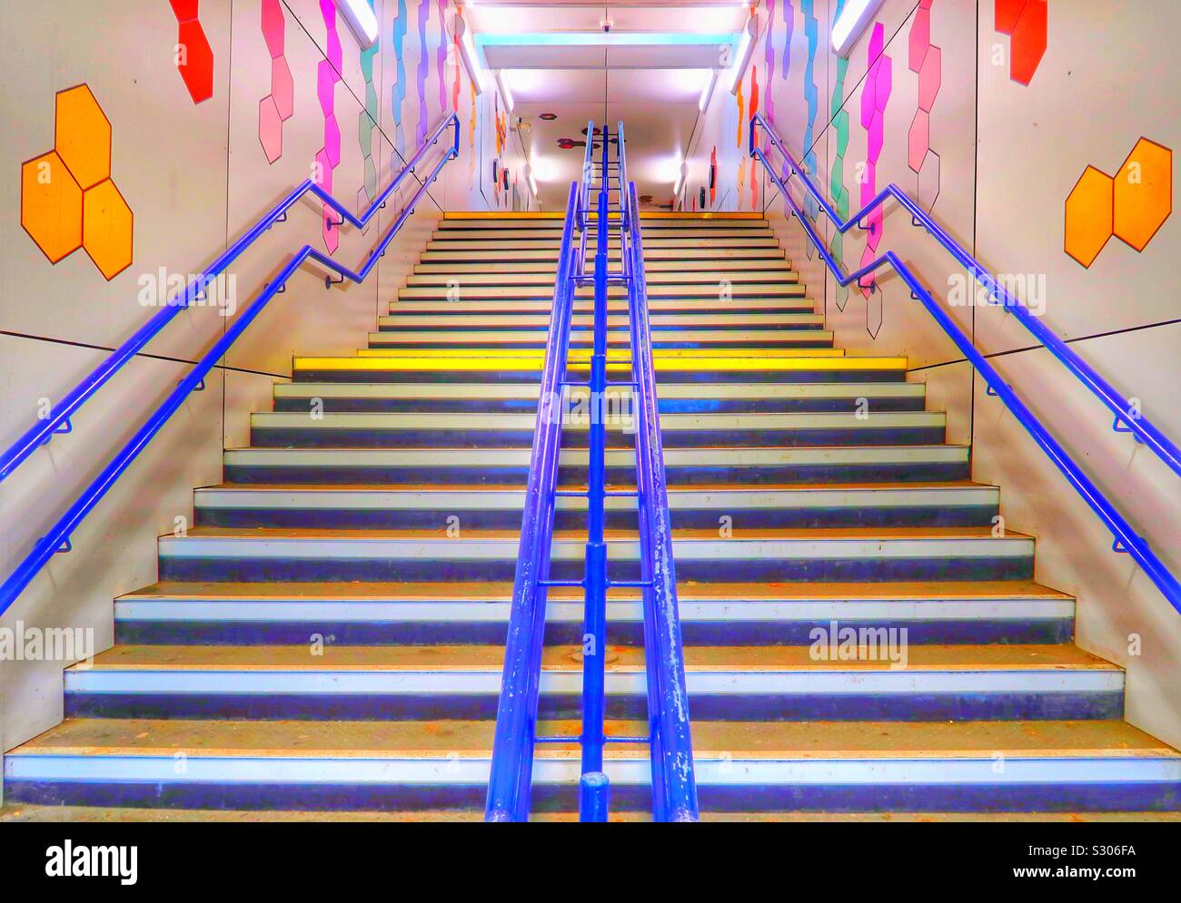 Multicoloured stairway, Kilmarnock, Scotland, UK - Smartphone Captured Stock Image
