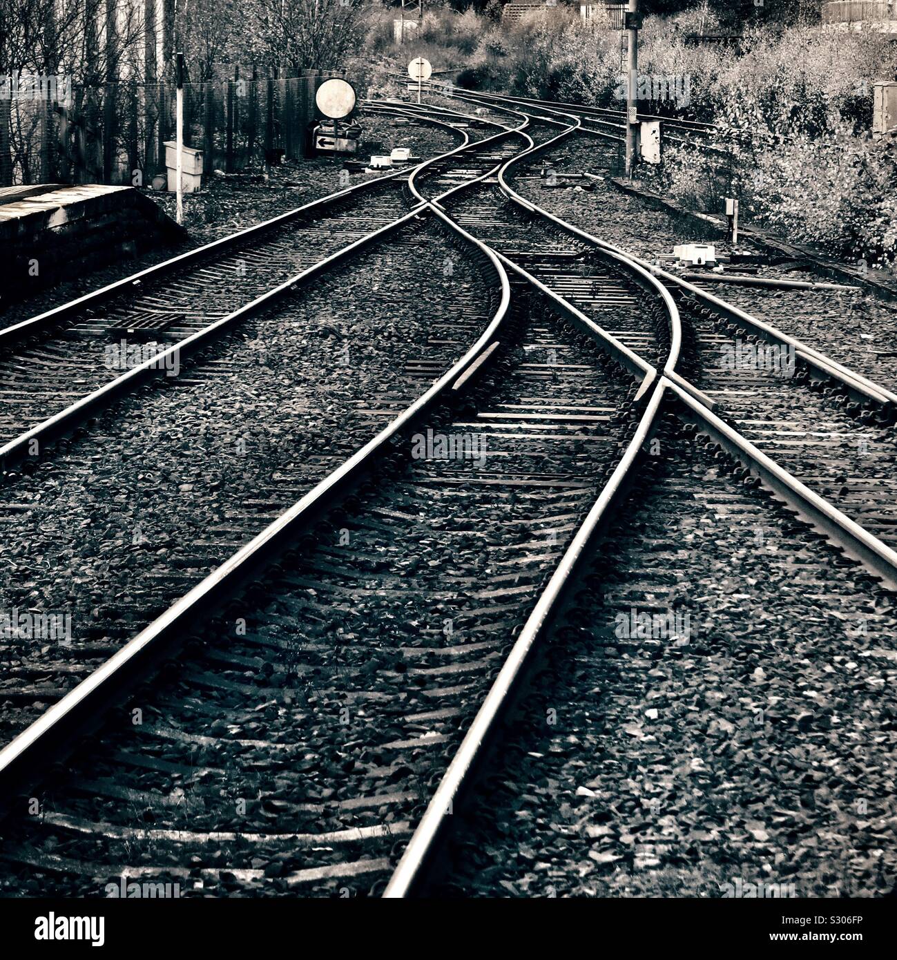 Rail track junction Scotland, UK - Smartphone Captured Stock Image