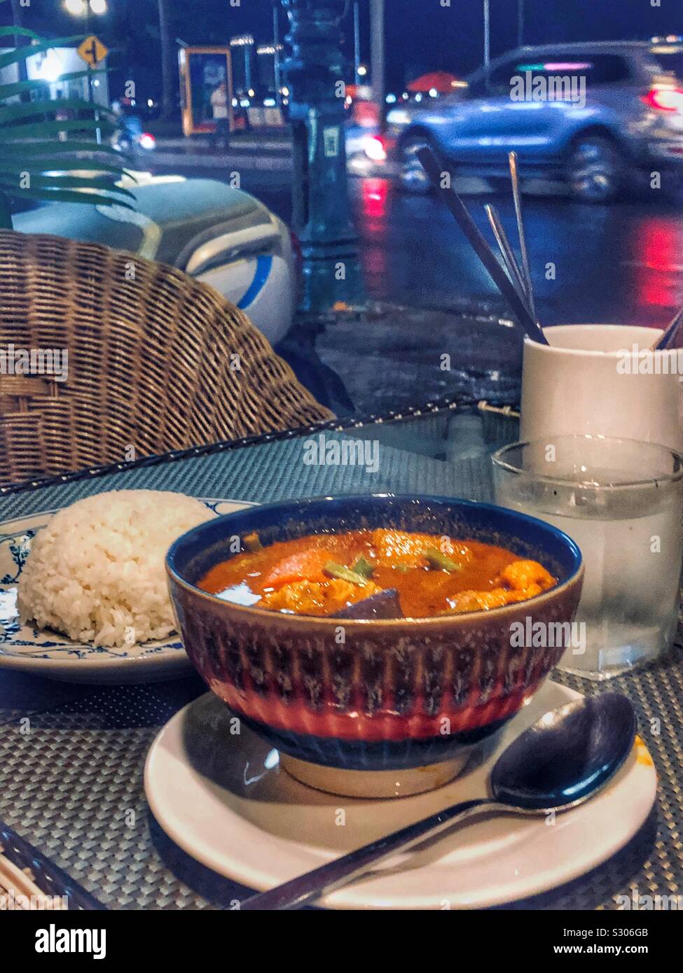 An outdoor meal in Phnom Penh, Cambodia. - Smartphone Captured Stock Image