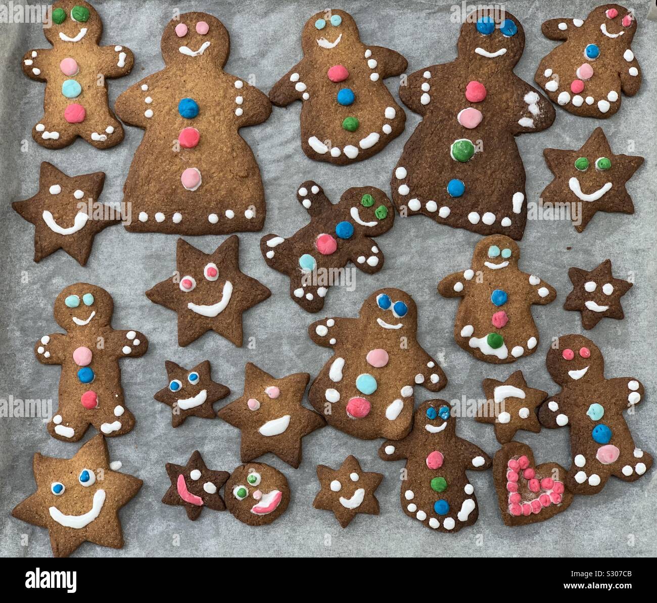 Homemade gingerbread just baked and decorated - Smartphone Captured Stock Image