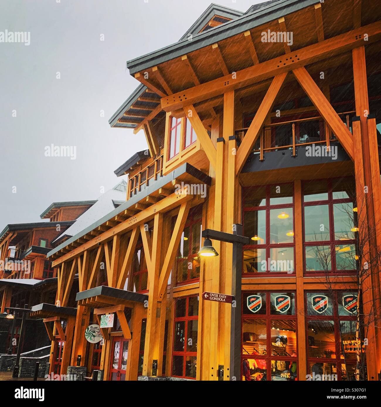 Detail, Stowe Adventure Center, Spruce Peak Village, Stowe, Vermont - Smartphone Captured Stock Image