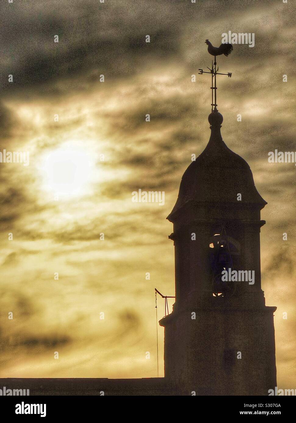 Thunderous sky and bell tower - Smartphone Captured Stock Image