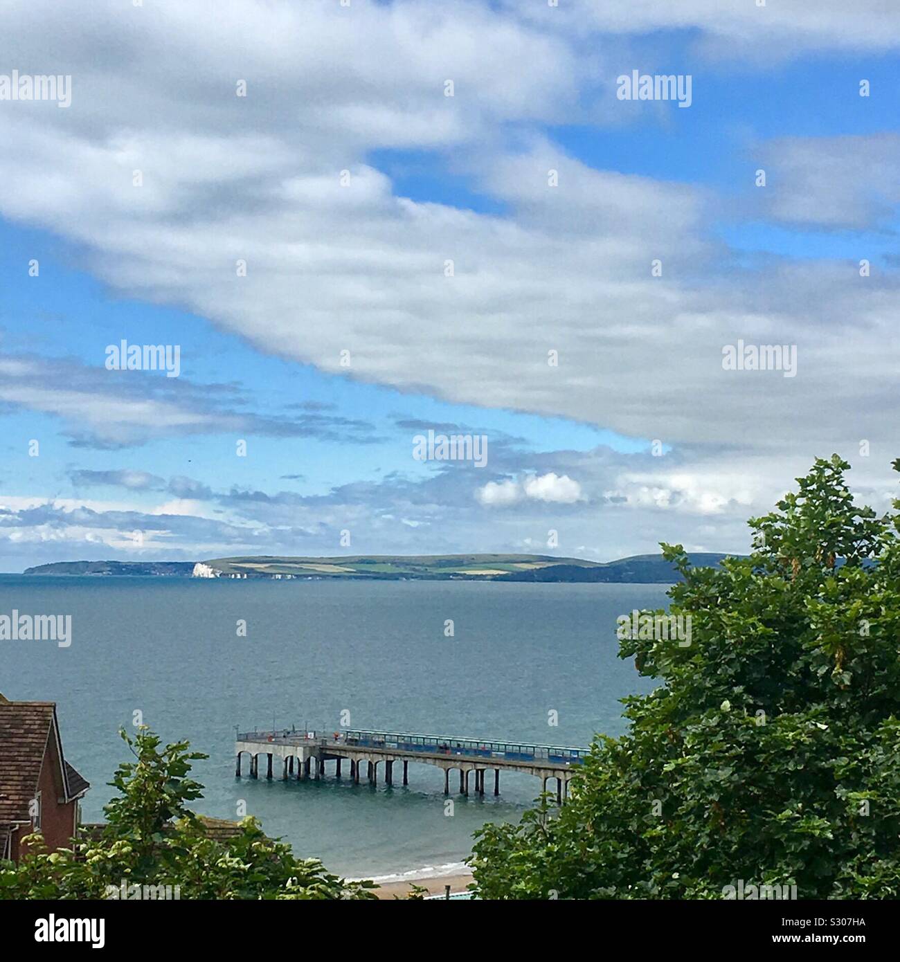 View from Cliffs over the Pier and across to Swanage, Dorset