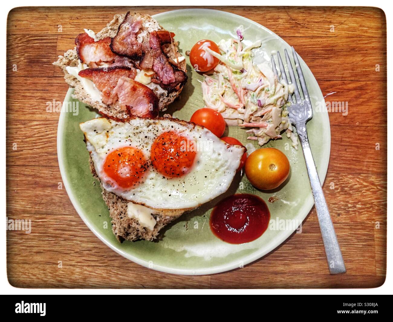 Double yolk fried egg - Smartphone Captured Stock Image