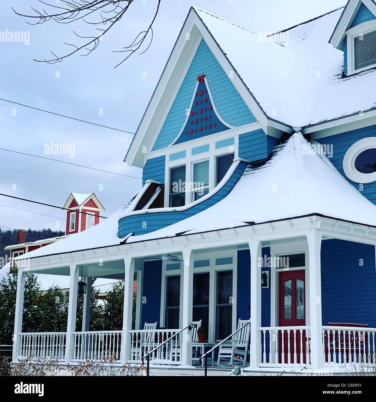 Detail of a home in Stowe, Vermont, United States Stock Photo Alamy