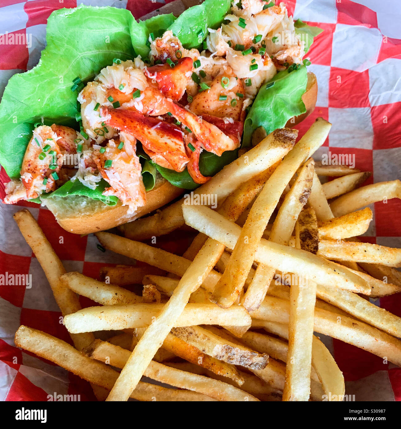 Lobster roll and French fries Stock Photo Alamy