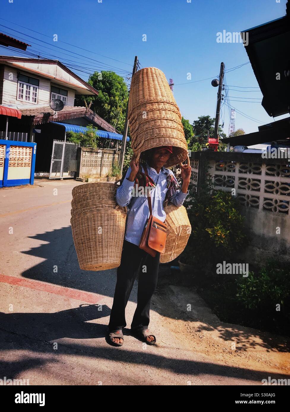 Basket seller in Thailand Stock Photo Alamy