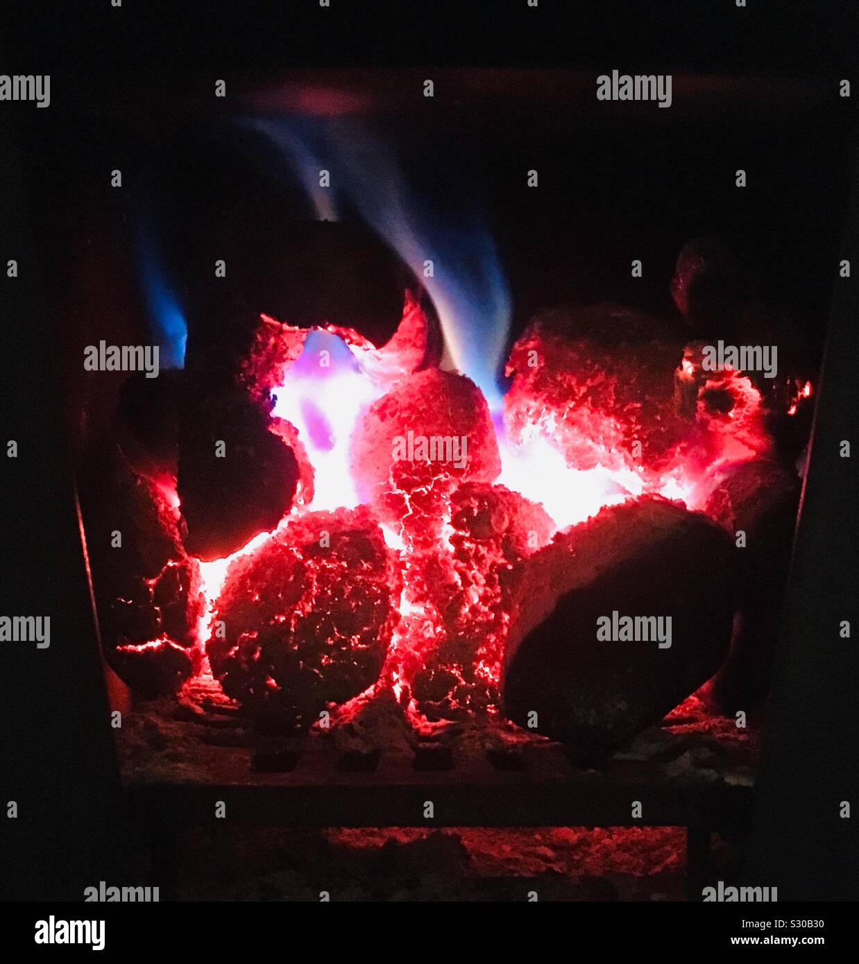 Glowing coal fire Stock Photo Alamy