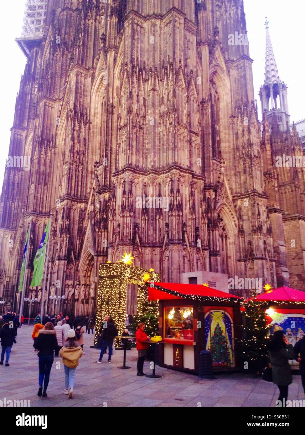 Koln Christmas Market 2019 close to Cathedral. Germany - Smartphone Captured Stock Image