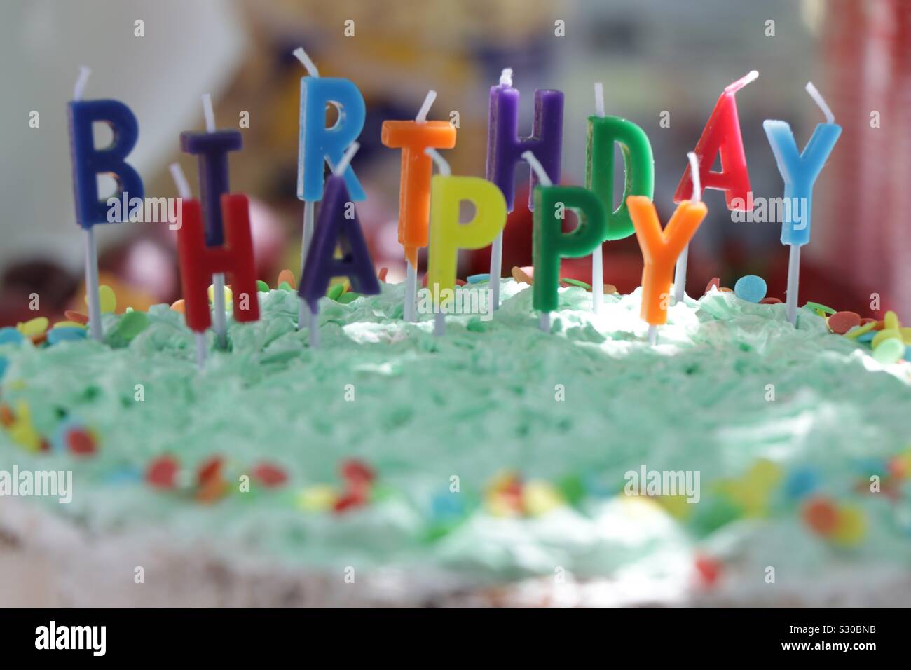 Happy birthday candle letters Stock Photo Alamy