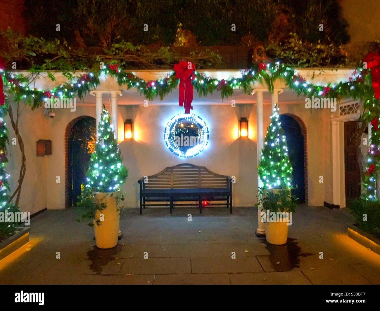 Christmas Decorations Light Up The Courtyard At The Historic