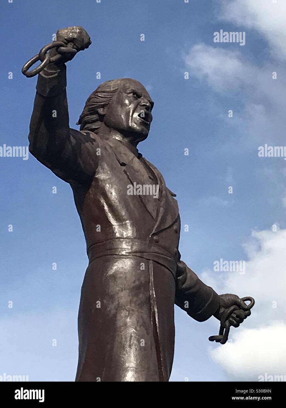 A statue of Miguel Hidalgo, father of the Mexican nation, on the Plaza de la Liberación in Guadalajara, Mexico. Stock Photo