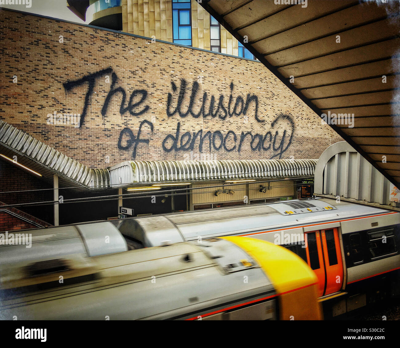 The illusion of democracy graffiti - Smartphone Captured Stock Image