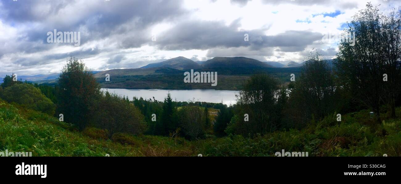 View Of Loch Garry from Glen Garry Viewpoint, Scottish Highlands Stock Photo