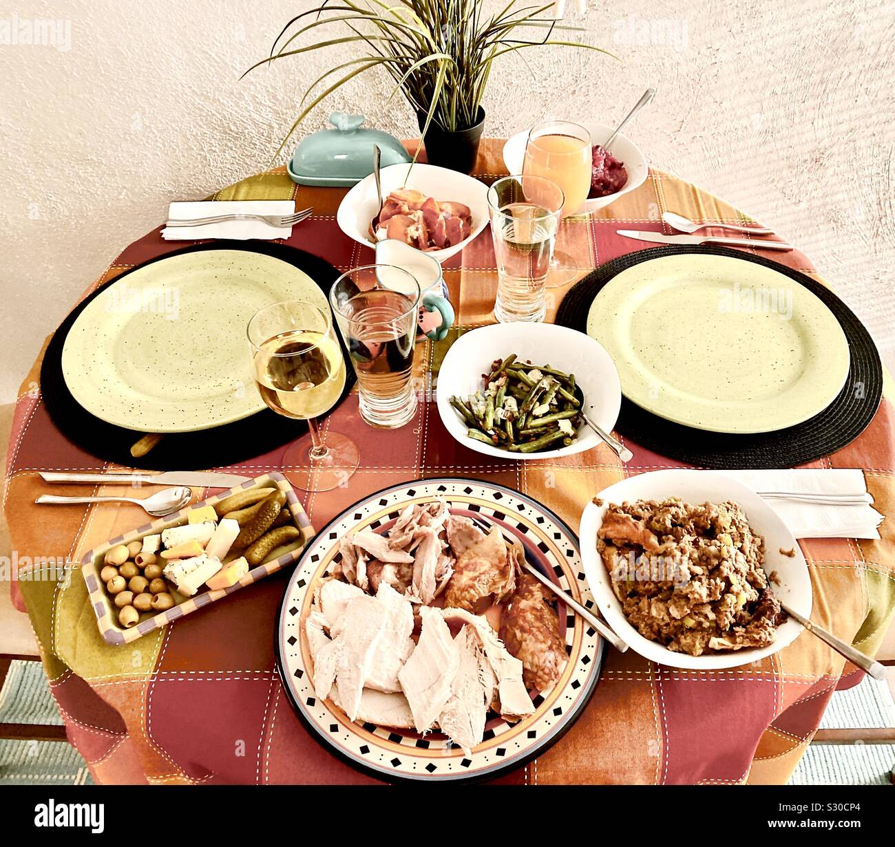 Thanksgiving dinner for two Stock Photo