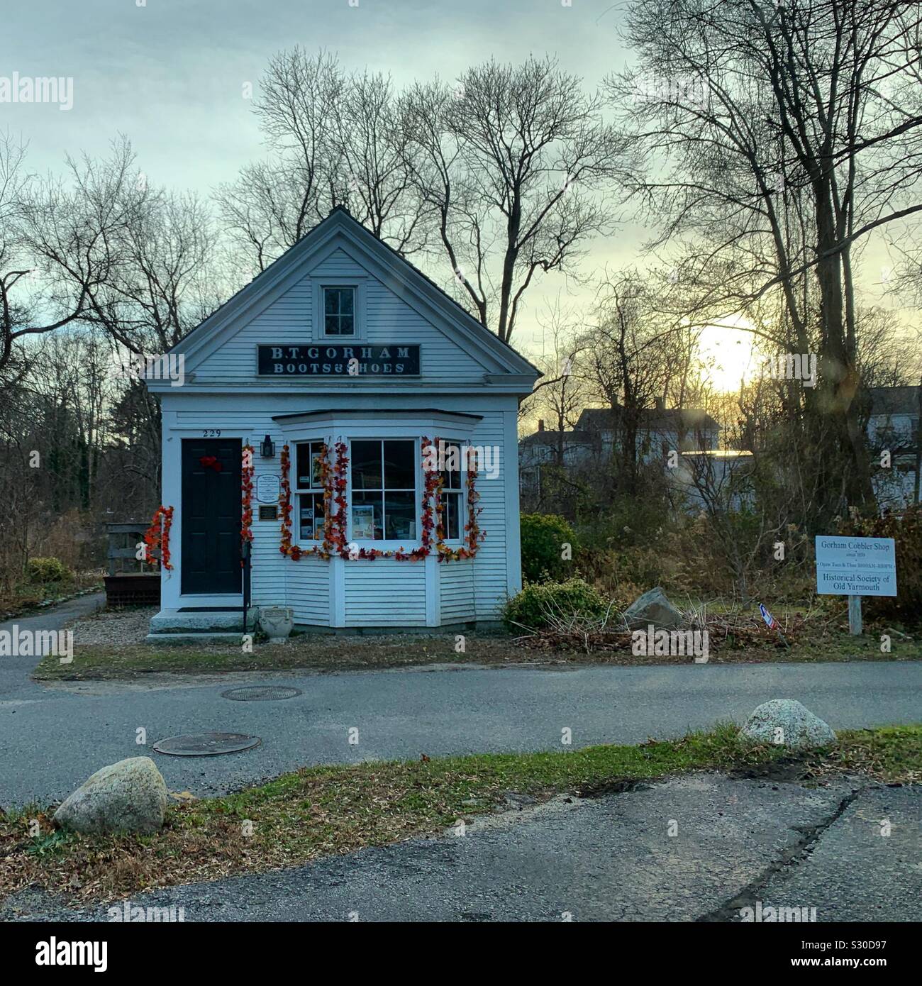 An autumn view of the Gorham Cobbler Shop, Historical Society of Old ...