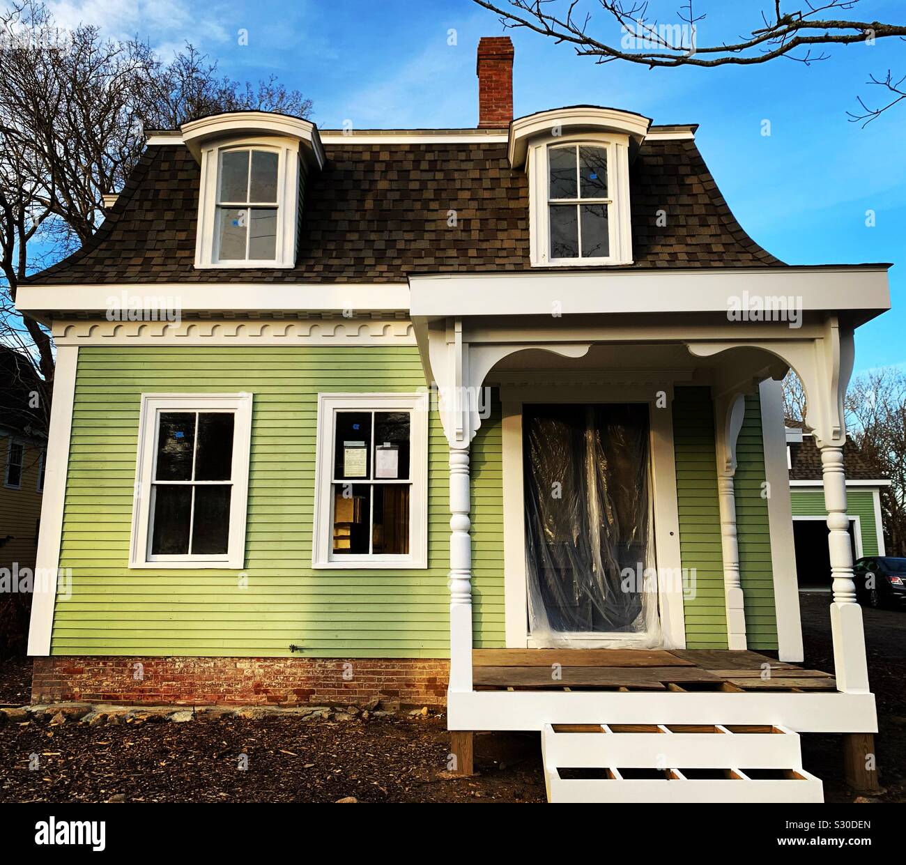 A home in Yarmouth Port undergoing renovations, Cape Cod, Massachusetts, United States - Smartphone Captured Stock Image