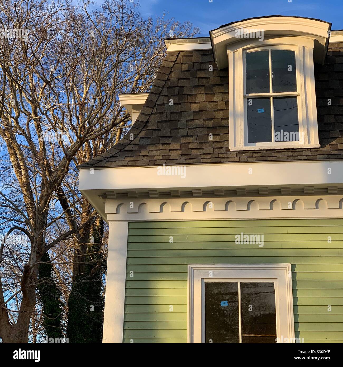 Detail of a home in Yarmouthport, Cape Cod, Massachusetts, United States - Smartphone Captured Stock Image