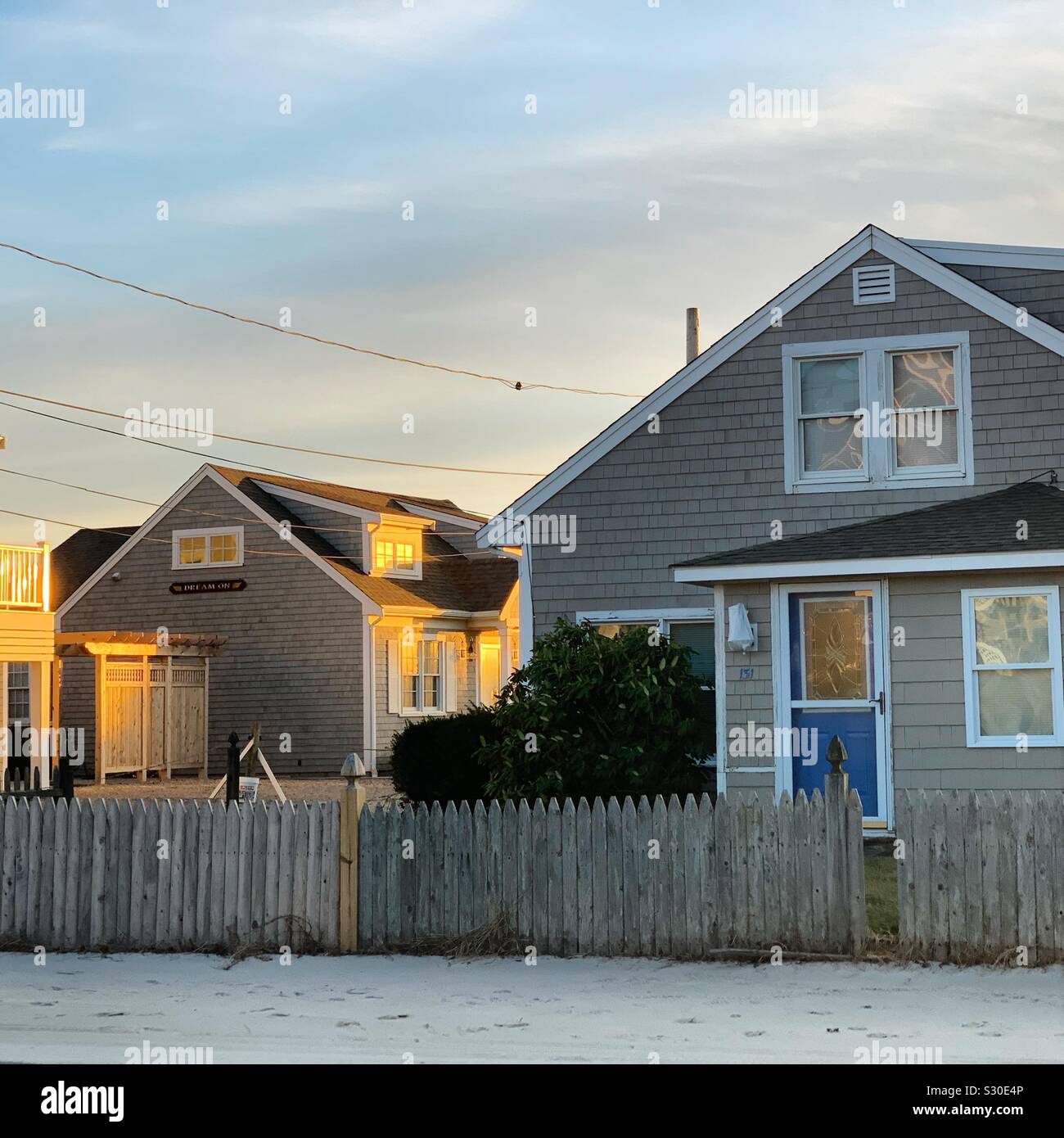 Homes near Mayflower Beach, Dennis, Cape Cod, Massachusetts, United States - Smartphone Captured Stock Image
