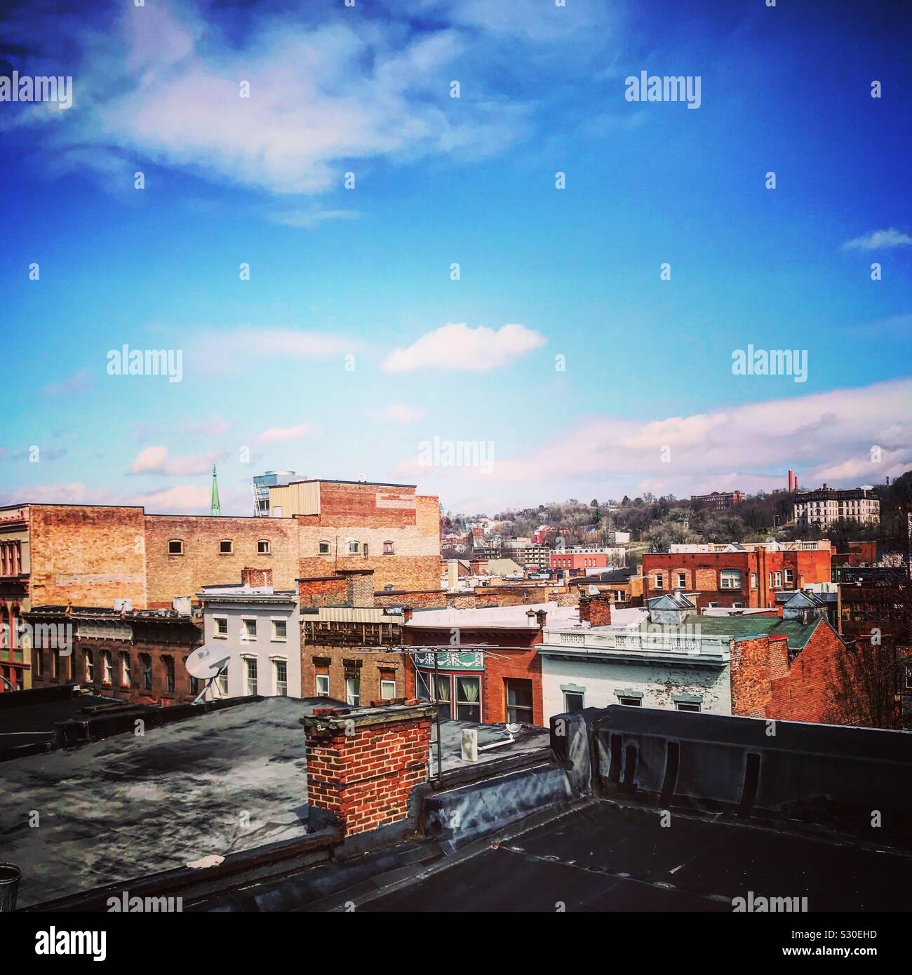 Aerial view of downtown Troy New York Stock Photo Alamy