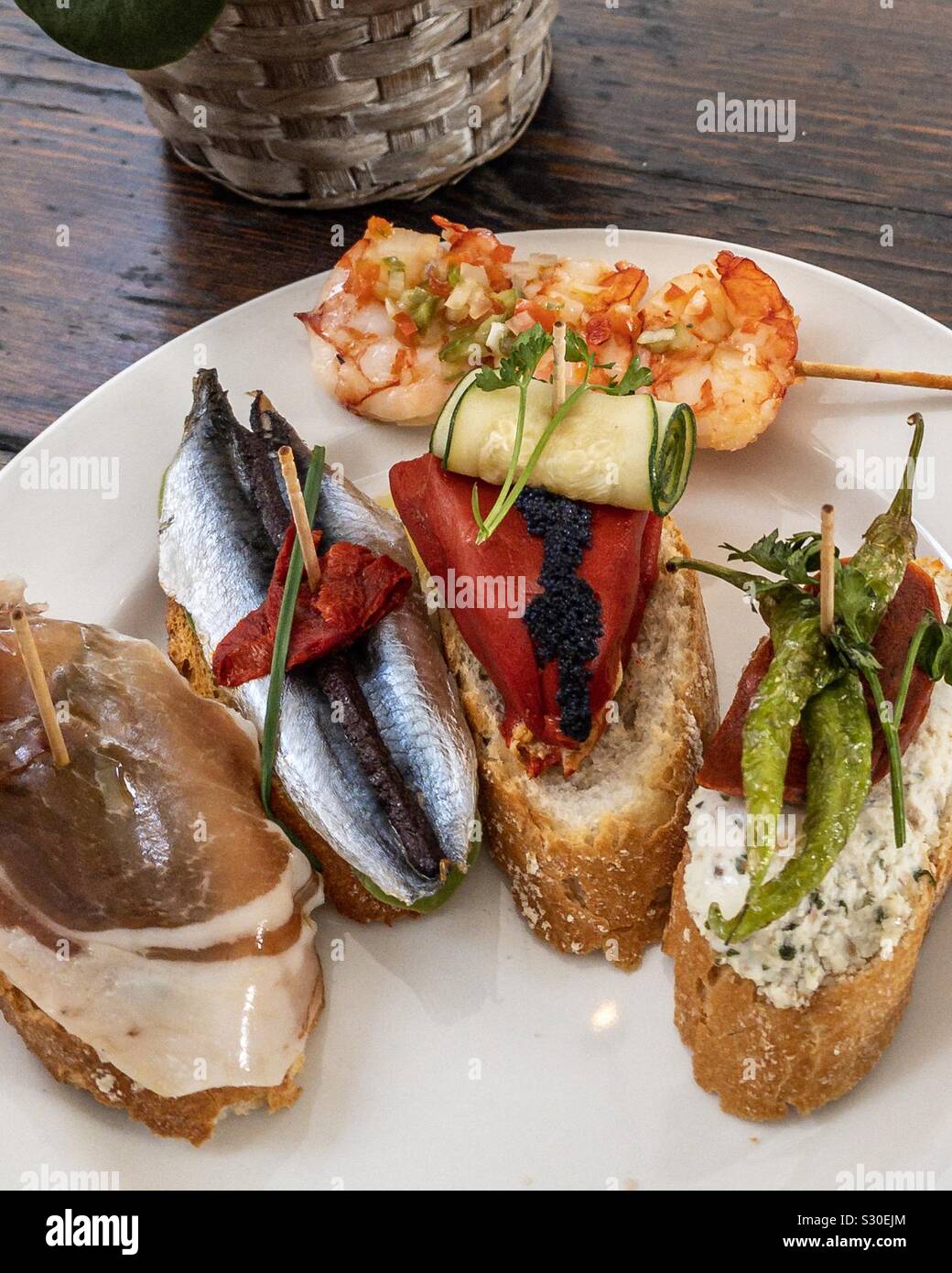 Tapas at a cafe in Spain Stock Photo - Alamy