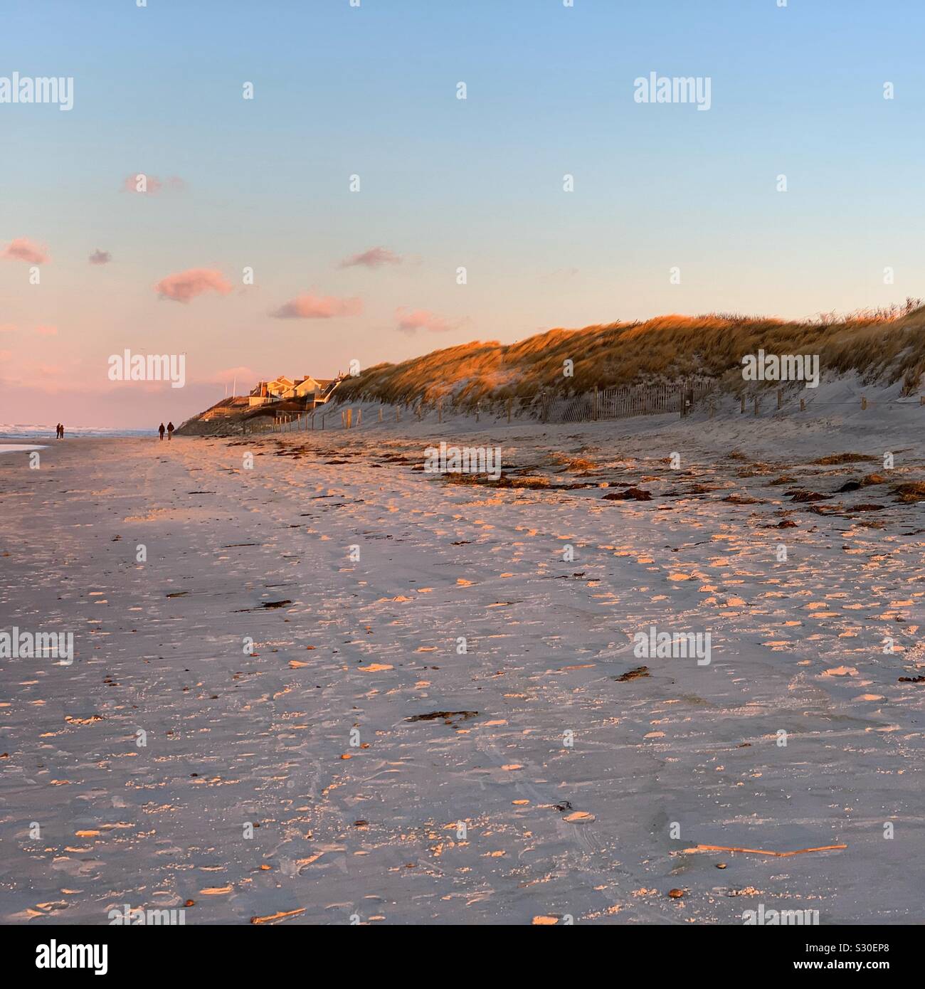 A November sunset view of Mayflower Beach, Dennis, Cape Cod, Massachusetts, United States - Smartphone Captured Stock Image