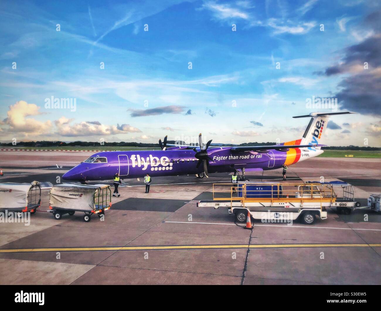 Flybe airplane at Manchester Airport, United Kingdom Stock Photo