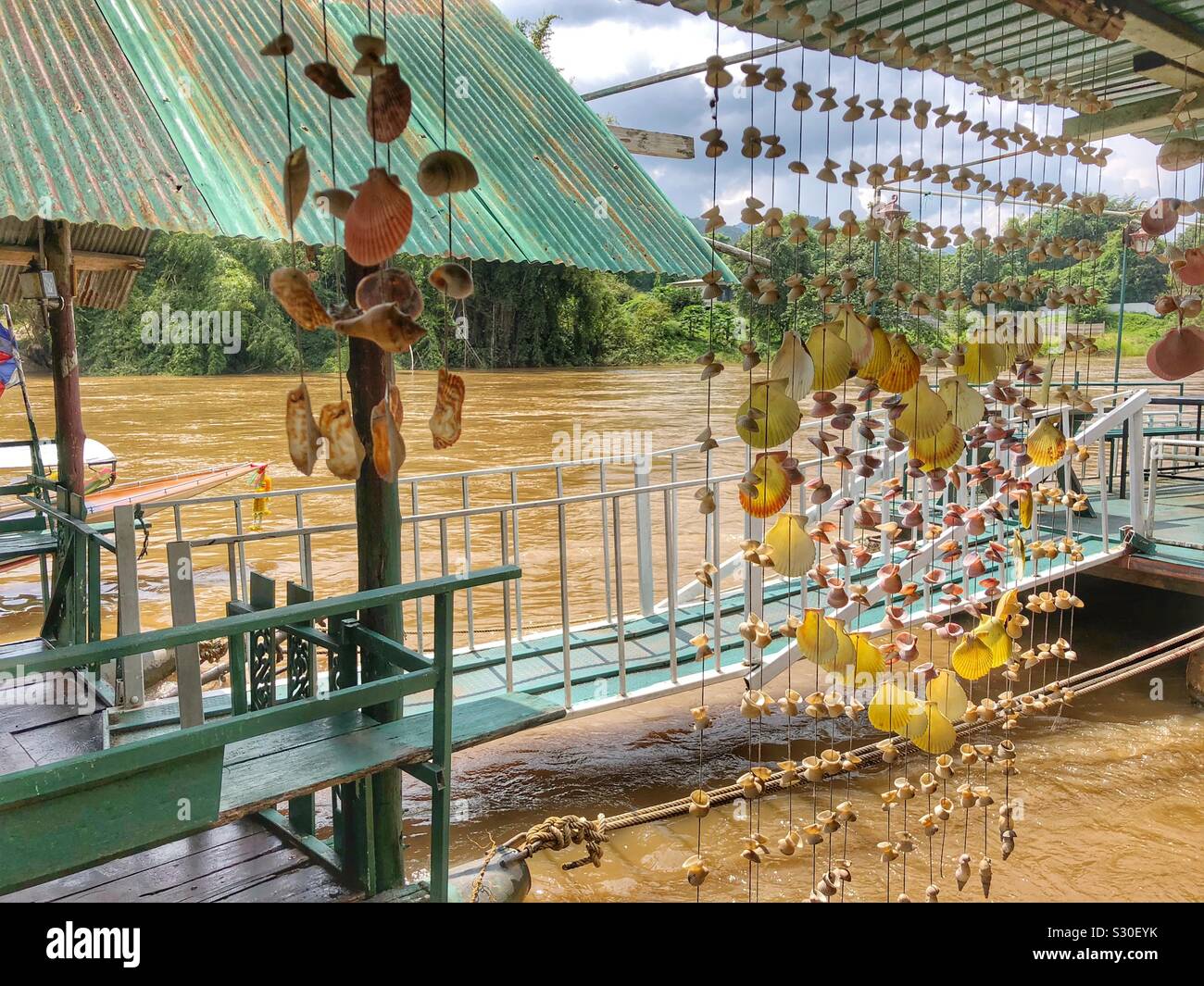 View from a river house boat in Thailand. - Smartphone Captured Stock Image