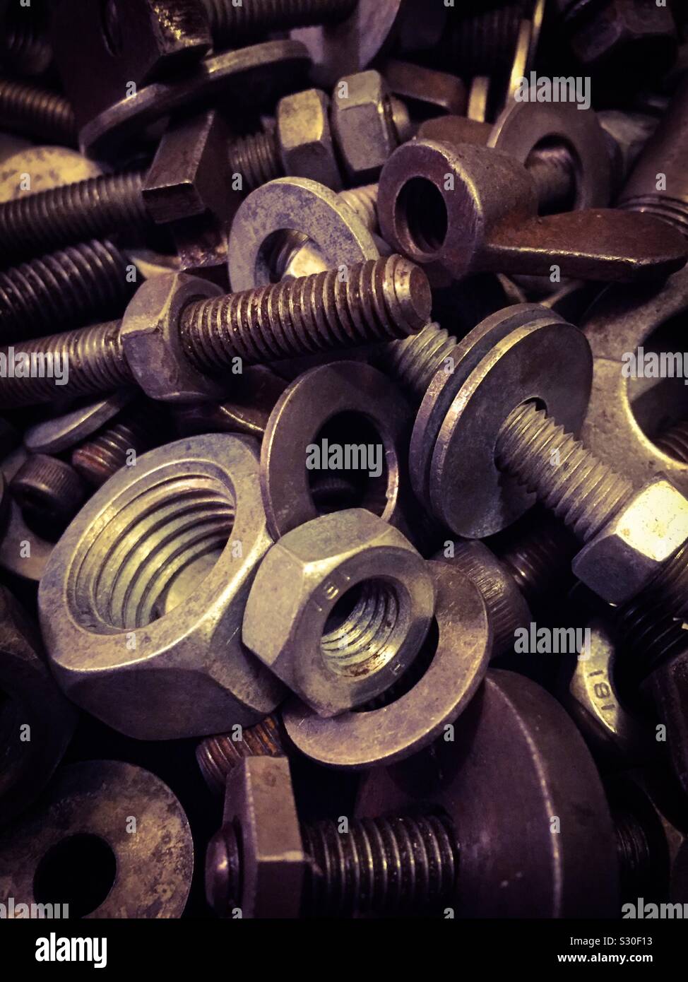 Screws, nuts and bolts industrial close up metal Stock Photo Alamy