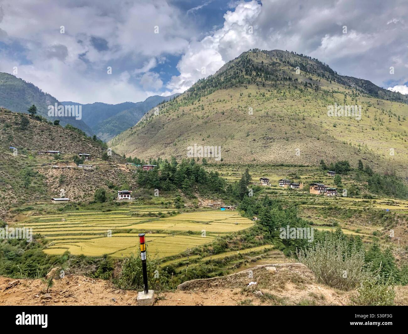 Picturesque Bhutanese landscape. - Smartphone Captured Stock Image