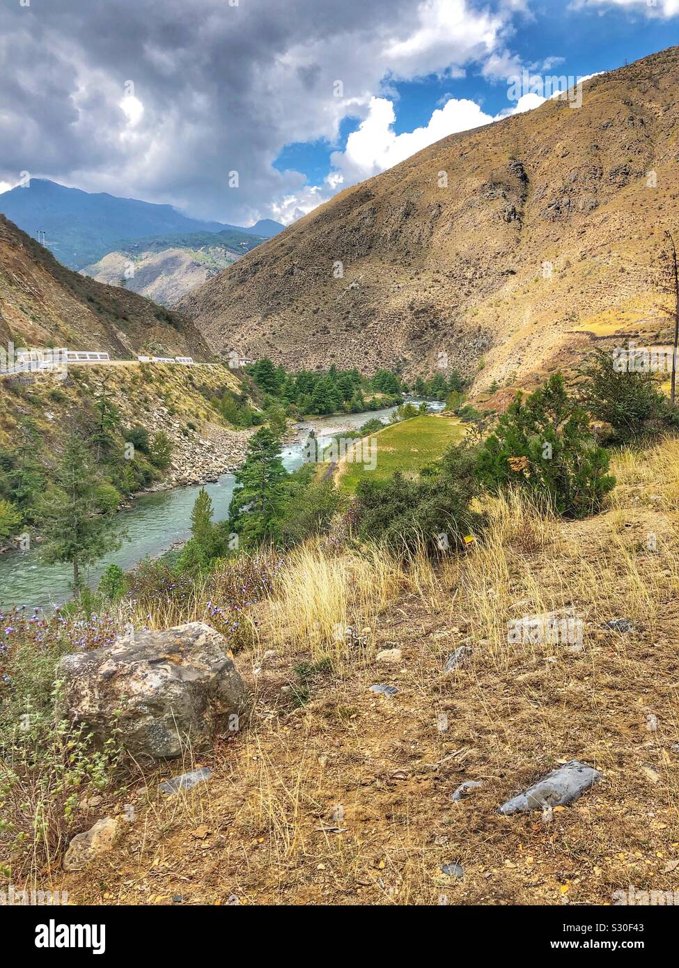 Bhutanese landscape. - Smartphone Captured Stock Image