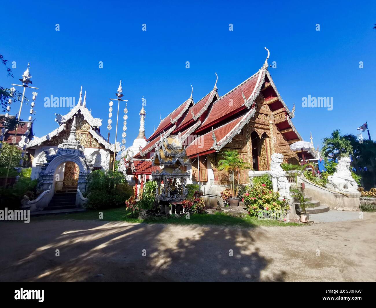 Beautiful Thai Buddhist temple in the old city of Chiang Mai. - Smartphone Captured Stock Image