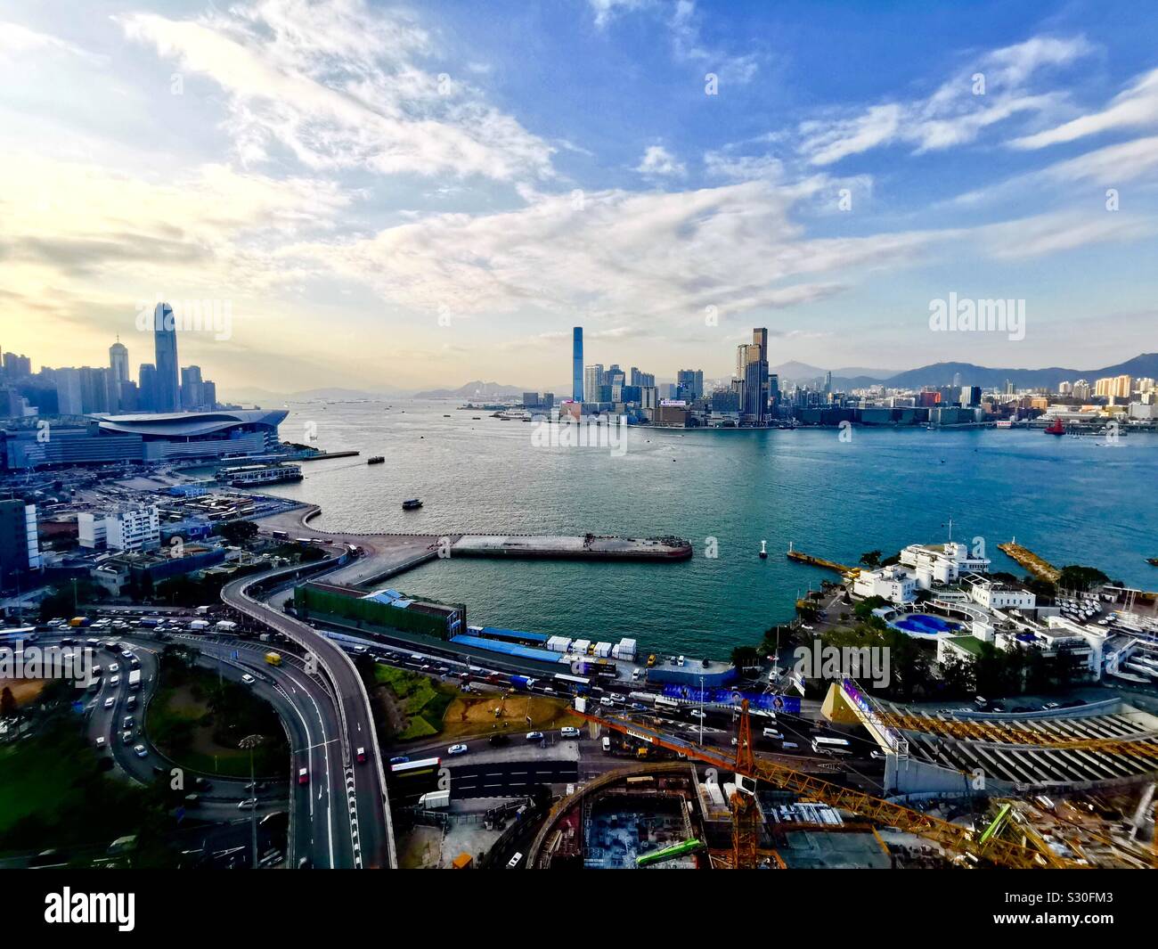 A beautiful view of Victoria harbour in Hong Kong. - Smartphone Captured Stock Image