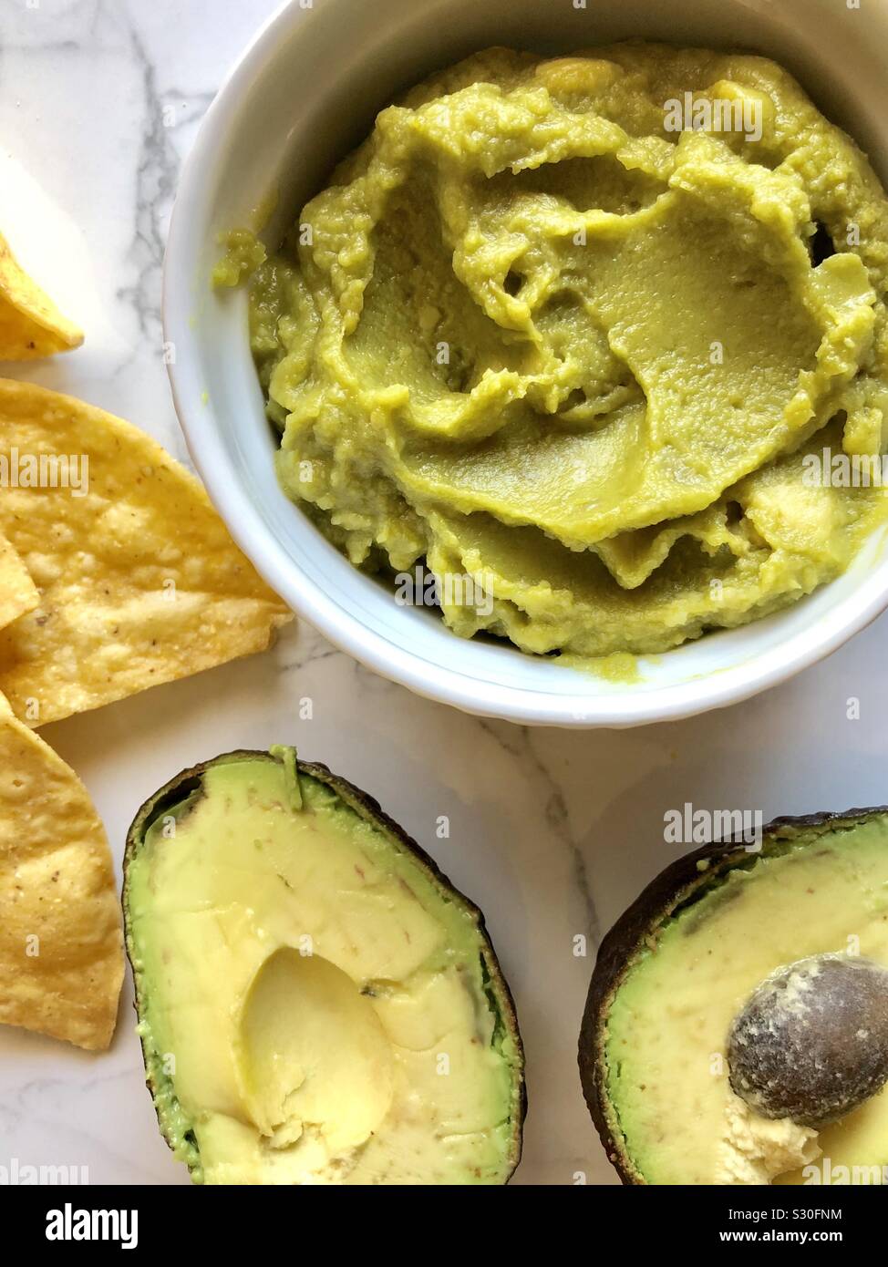 Guac and chips - Smartphone Captured Stock Image Guac and chips - Smartphone Captured Stock Image