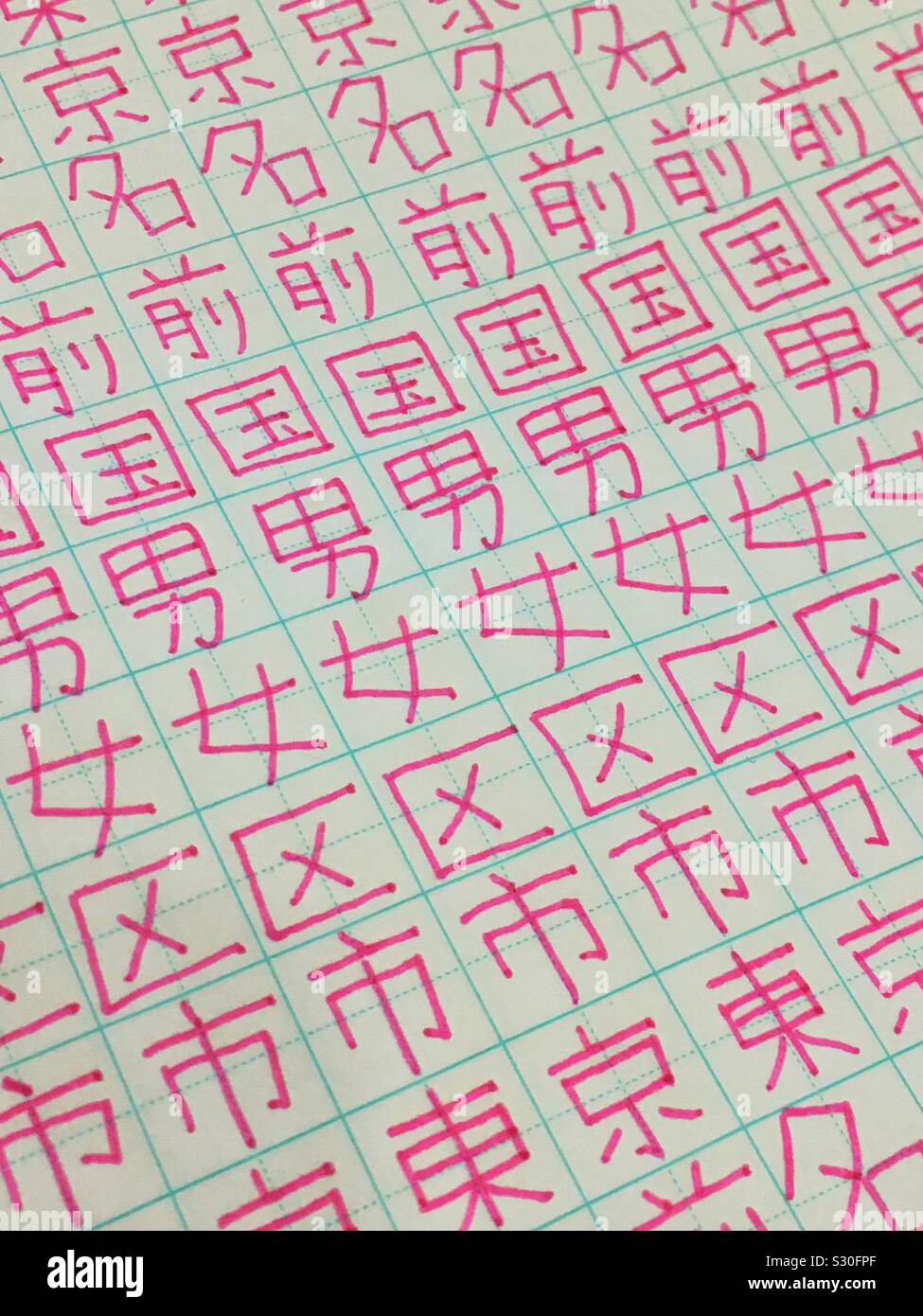 Japanese Writing Practice Book: Kanji Practice Paper: Pretty Pink