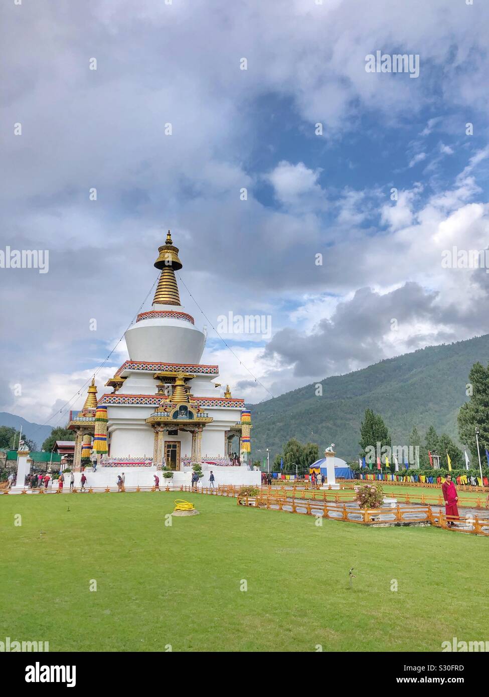 A Buddhist temple in Thimphu, Bhutan. - Smartphone Captured Stock Image