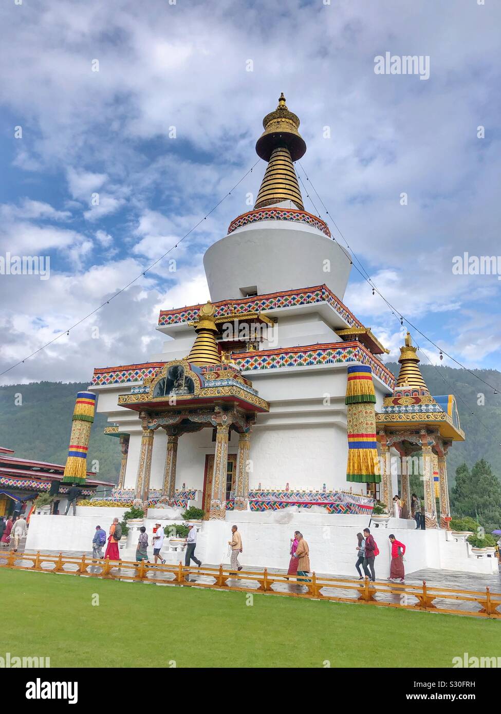 A Buddhist temple in Thimphu, Bhutan. - Smartphone Captured Stock Image