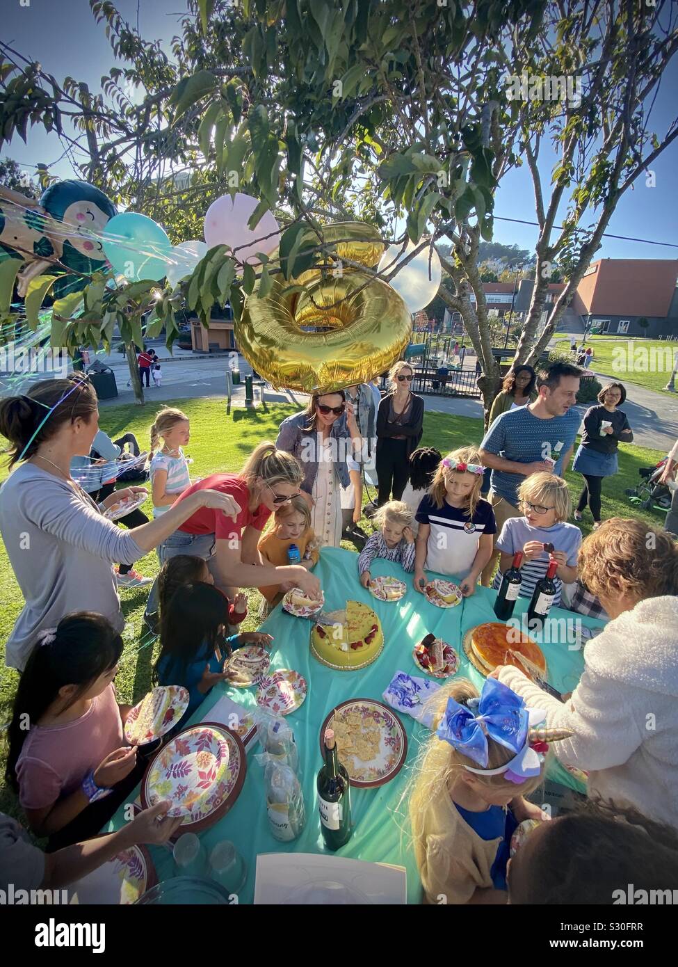 Birthday party in Duboce park San Francisco Stock Photo