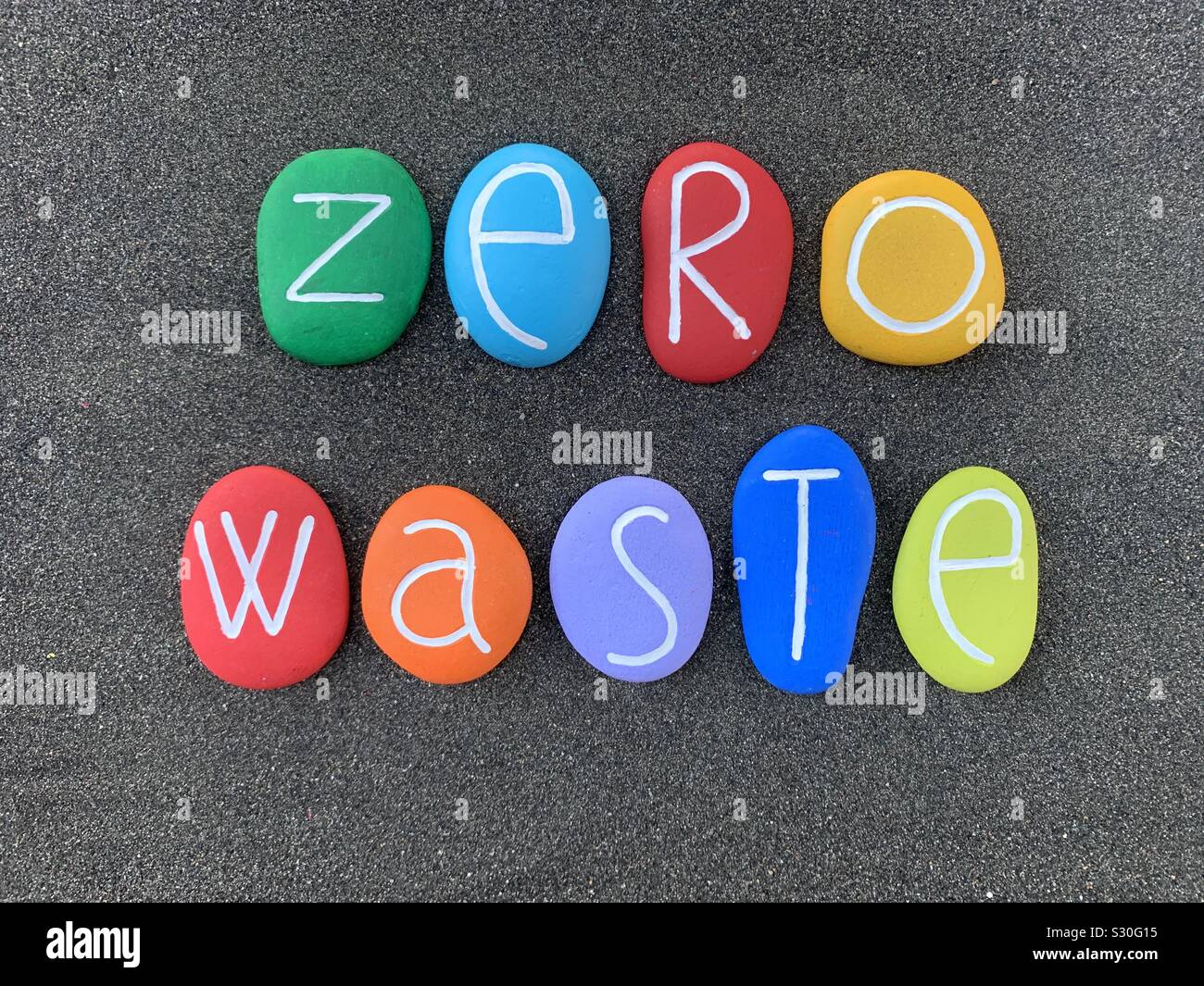 Zero Waste text for people who lives with less trash - Smartphone Captured Stock Image