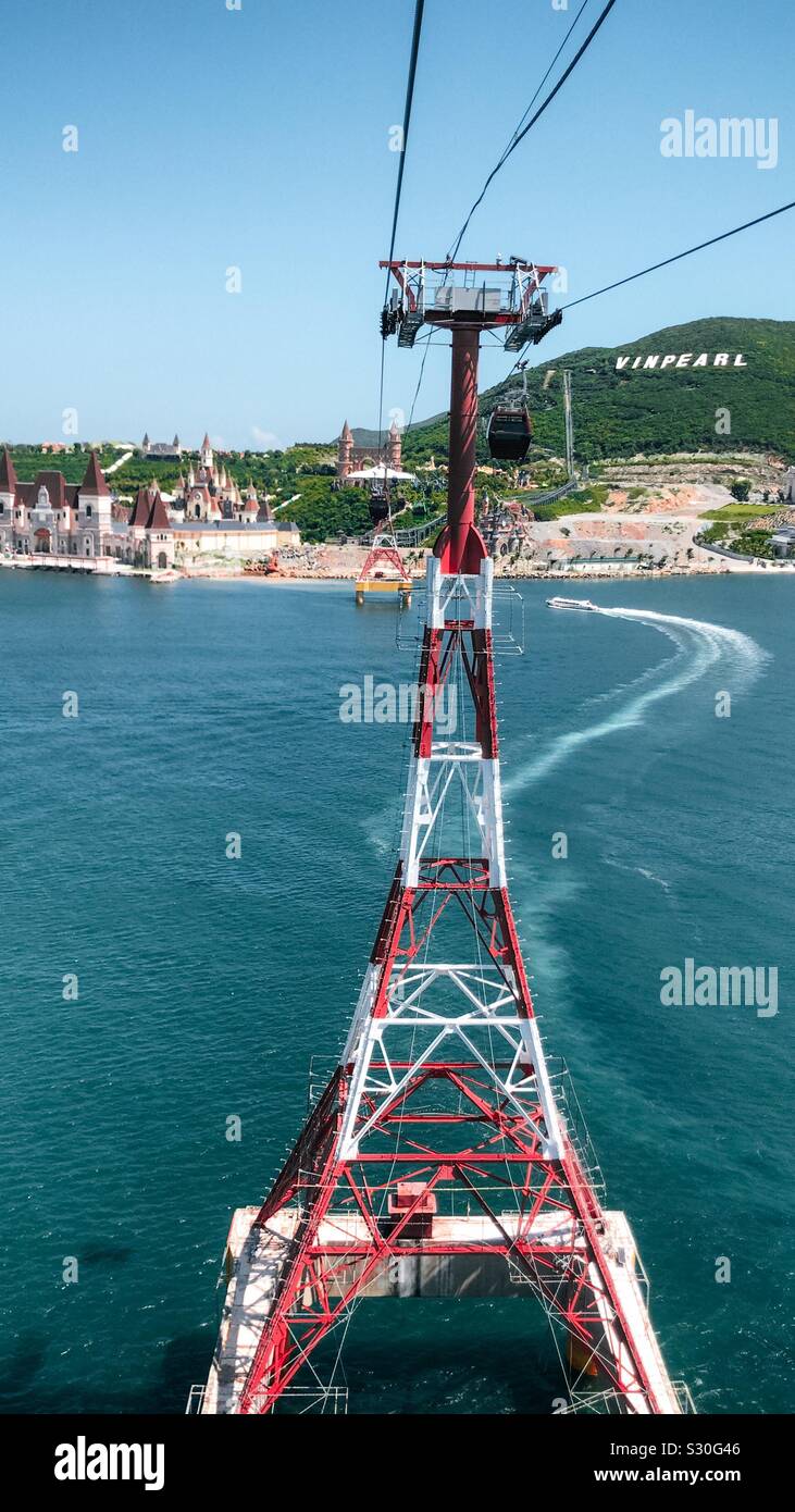 Vinpearl Vietnam cable car way Stock Photo