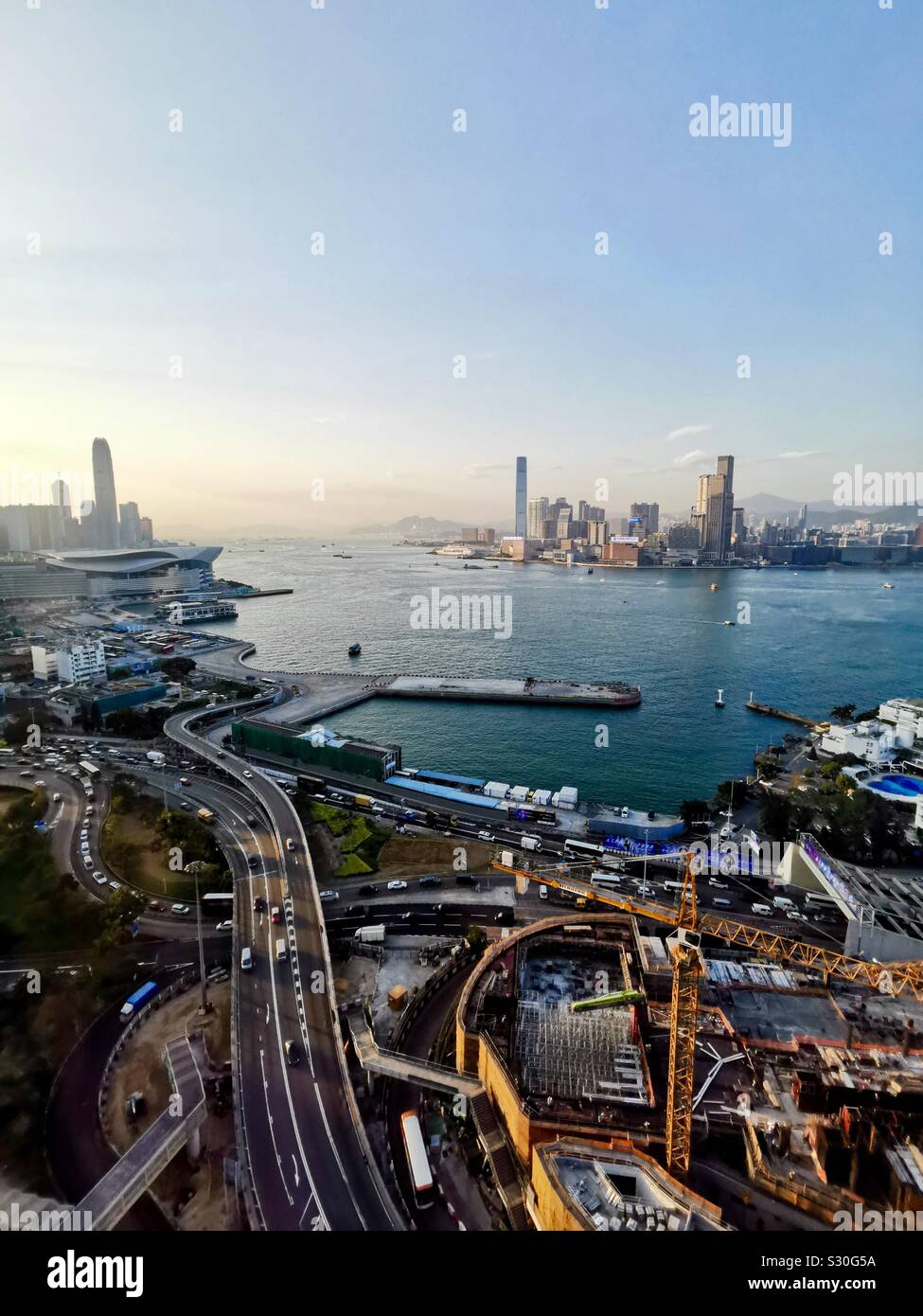 View of Victoria harbour in Hong Kong. - Smartphone Captured Stock Image
