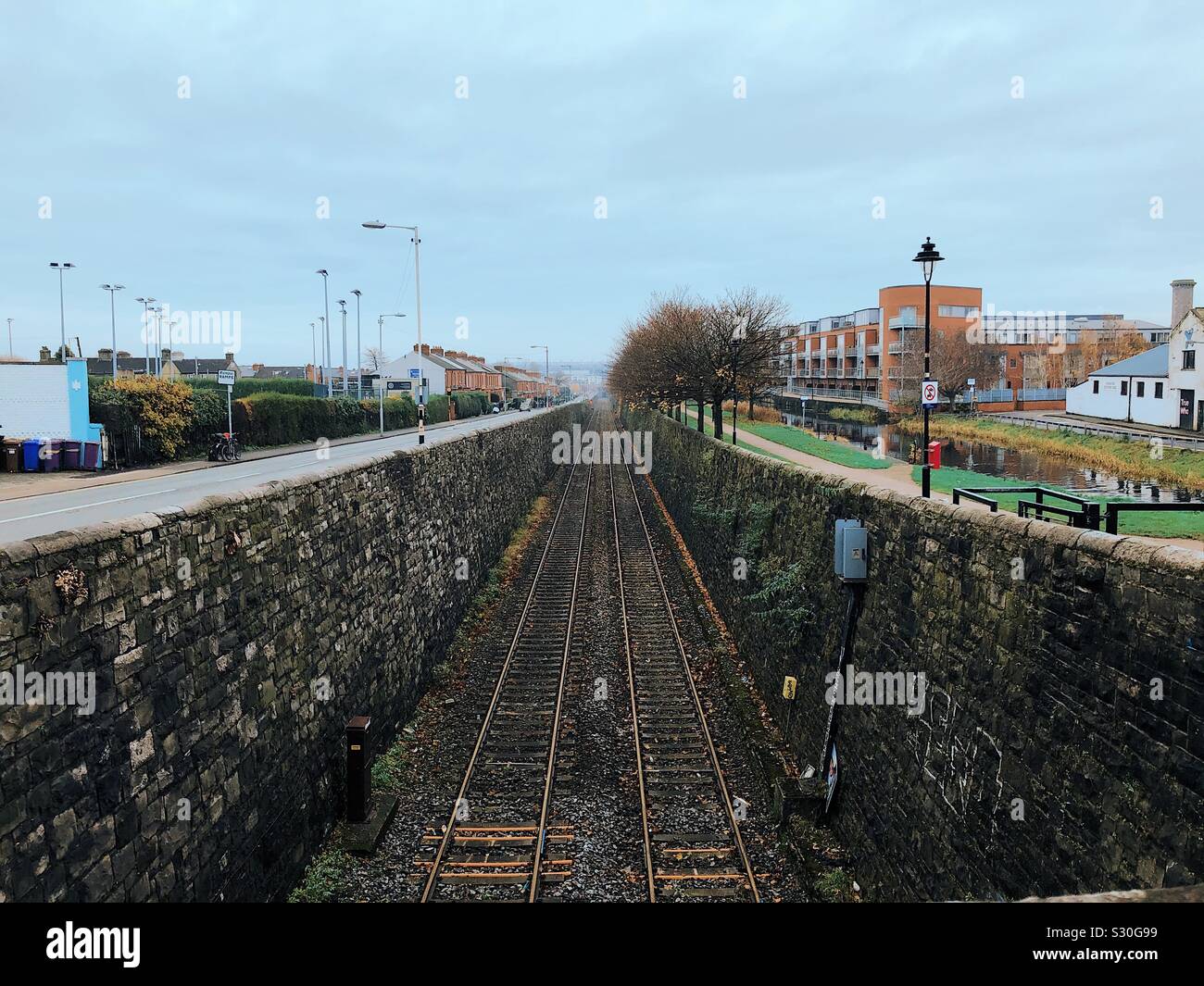 Train Track in Dublin Stock Photo
