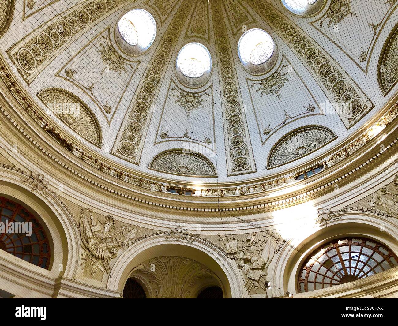 Interior looking up at the dome by the Spanish Riding School in Vienna,Austria. - Smartphone Captured Stock Image