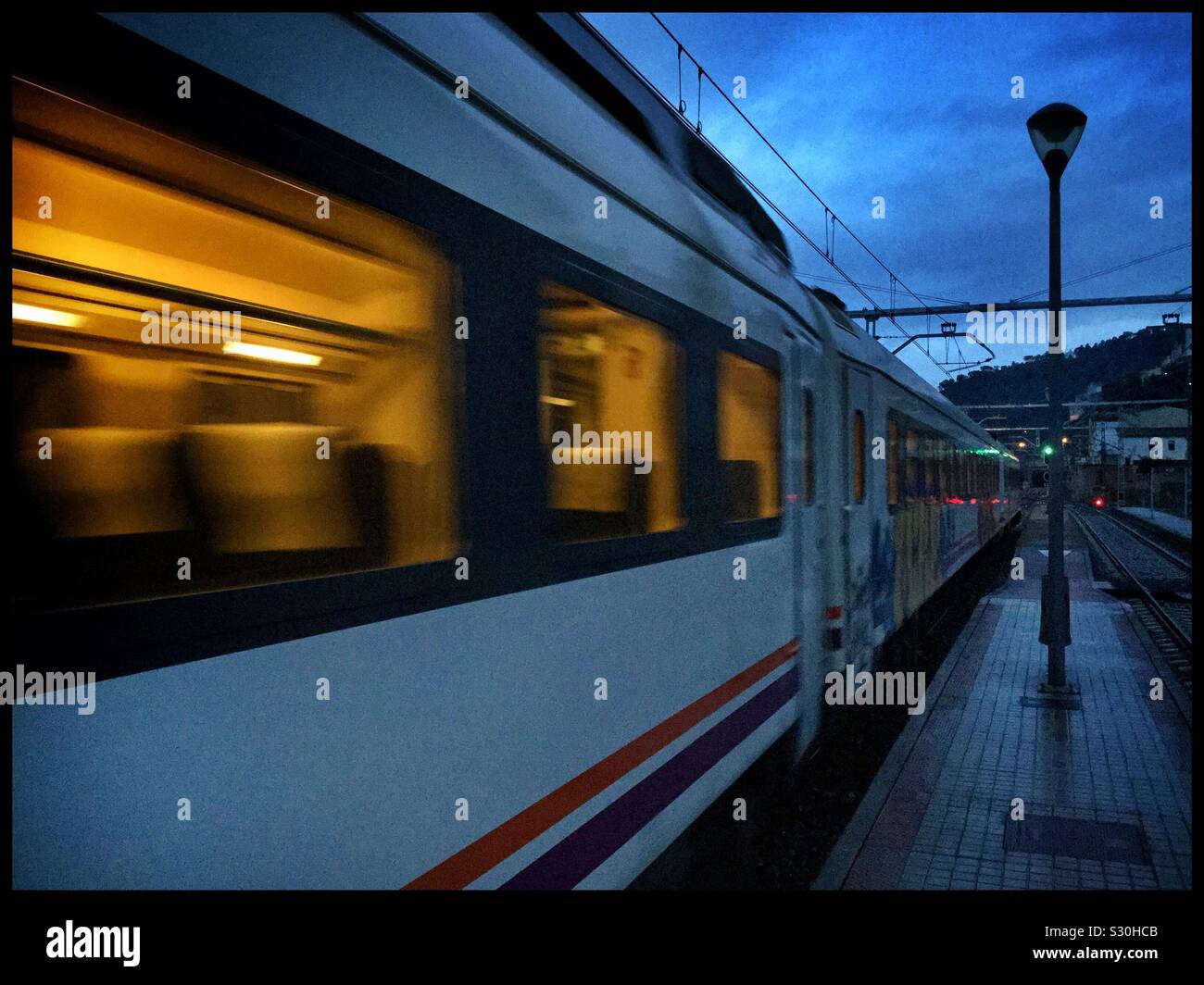 Early morning train, Catalonia, Spain. - Smartphone Captured Stock Image
