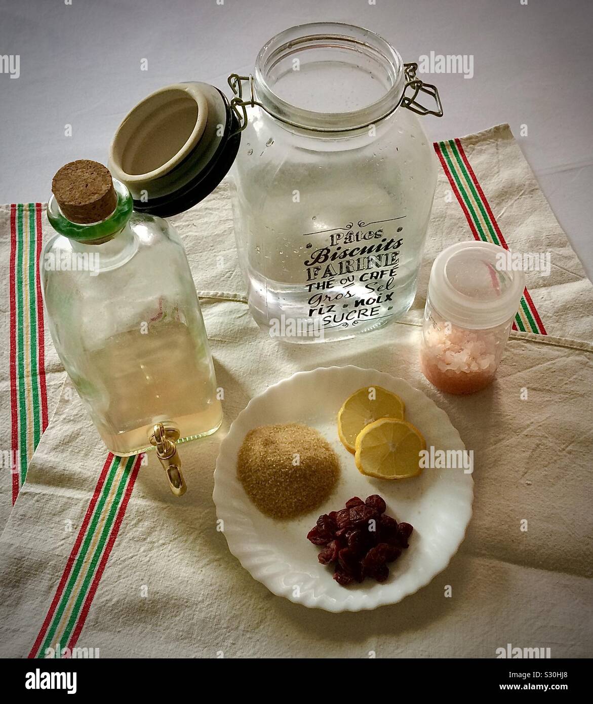 Ingredients for making the healthy kefir drink. Stock Photo