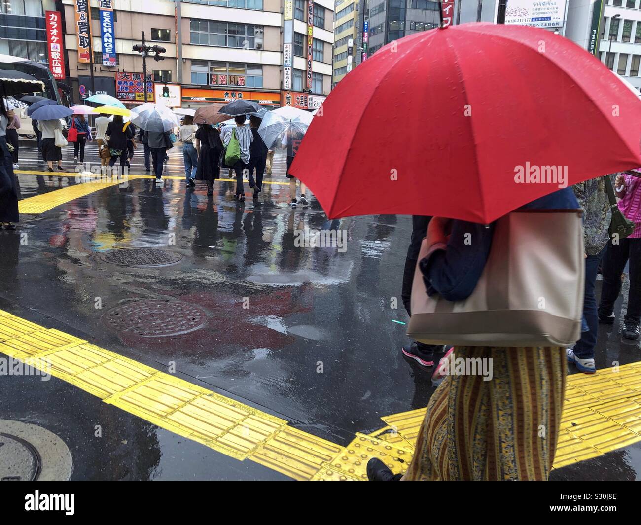 People Crossing A Crossroad On A Rainy Day In Tokyo, Japan, Stock Photo,  Picture And Royalty Free Image. Pic. ALF-133201605